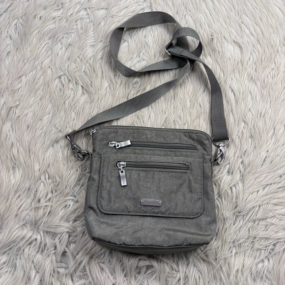 Baggallini Handbags - Baggallini Gray Nylon Let's Escape Crossbody Bag Travel Minimalist Urban Commute